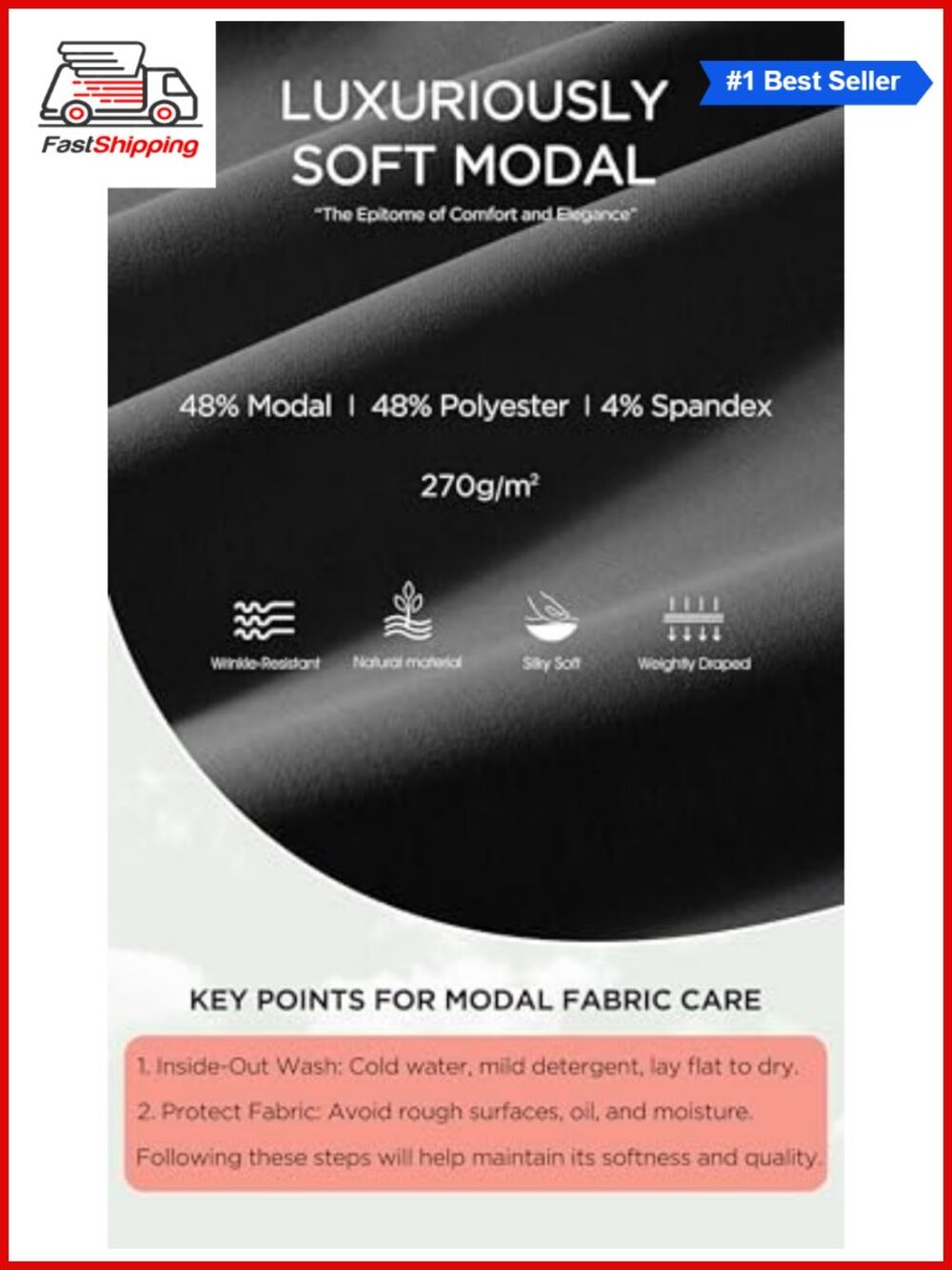 Modal Soft Long Sleeve Oversized Sweatshirt High Crew Neck Pullover - Picture 5 of 5